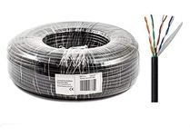 RosenetSys 100m Cat5e-CCA Outdoor UTP Ethernet Network Cable, External 'Tough' Film Lined, Solid, Black, Cat 5e 328 ft