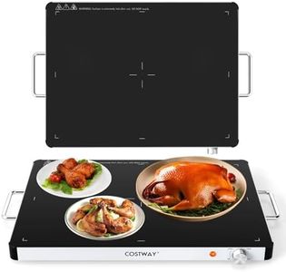 Costway Electric Warming Tray, Food Warmer with Adjustable Temperature Control, Thermostat & Overheat Protection, Tempered Glass Serving Tray for Buffets, Parties & Restaurants