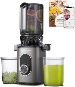 AMZCHEF Cold Press Slow Juicer with 1.5L and 110mm Feeding Chute for Whole Fruits and Vegetables, Masticating Juicer Machine with High Juice Yield and Reverse Function, Easy to Clean, BPA-Free