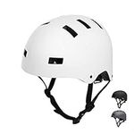 Skateboard Helmet Adult Bike Helmet for Women Men Kids-Adjustable Dial Bicycle Skate Scooter Sport Helmet, White, Small, Medium, Large, with 10 Vents