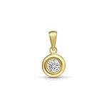 Amberta Allure Women 9ct Gold Pendant with Cubic Zirconia: Gold Solitaire Pendant - Circle Pendant with CZ