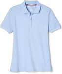 French Toast Women's Short Sleeve Stretch Pique Polo Shirt, Light Blue, X-Small