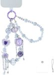 XODITO Purple Phone Charms for Women with Luxious Crystal Diamond Beads Double Detachable Cellphone Wrist Strap, Beatuiful Keychains, Shoulder Bags, Curtain