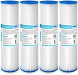 Membrane Solutions 20 Micron Pleated Polyester Sediment Water Filter 10"x2.5" Cartridge Universal Whole House Pre-Filter Compatiable with W50PE, WFPFC3002, SPC-25-1050, FM-50-975 - 4 Pack