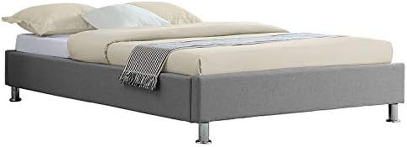 IDIMEX Lit futon Simple pour Adulte Nizza Couchage 120 x 190 cm 1 Place et Demi / 1 Personne, avec sommier et Pieds en métal chromé, revêtement en Tissu Gris