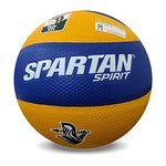 SPARTAN Fightor Dotted Genuine Leather Pasted Volleyball, Size 4, Durable, 08 Panel, (Yellow and Blue) Lightweight, Waterproof, (Best for Training, Match, Practice)