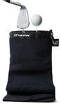 Club Scrub Towel Pro, Golf Club and Ball Cleaning Pouch with Attached Towel, Waterproof Exterior, Waffle-Weave Microfiber (Black)