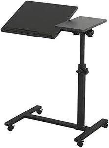 TigerDad Overbed Bedside Desk Mobile Rolling Laptop Stand Tilting Overbed Table with Wheels Height Adjustable Tray Table for Laptop Bed Sofa Side Table (Black)