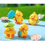 SATYAM KRAFT 1 Set Duck Miniature Set Decoration Gifts for Home Decor, Rakshabandhan Gift, Indoor Or Outdoor Garden, Car Dashboard, Office Desk & Decoration Items(Resin)(4 Piece in 1 Set) (Yellow)