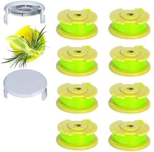 WEZCHUGHAOL String Trimmer Spool Replacement, 0.080 inch Line, 11 ft, 8 Spools with 2 Caps, Compatible with Ryobi One+ 18V, 24V, 40V Trimmers