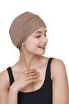 The Headscarves Women Silky Soft Bamboo Viscose Sleep Cap for Hair Loss Chemo Headwear Skull Cap Free Size (Multicolor) (HS3_Mocha)