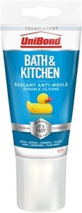 UniBond Bath & Kitchen Sealant, Mould Resistant Silicone Shower Sealant, Ideal for Toilets, Tiles, and More*, Durable & Waterproof Bathroom Sealant, Translucent, 1 x 147g Tube
