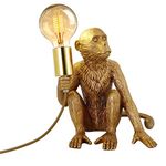 MOUFIER Monkey Bedside Table Lamp, Modern Desk Lamp,Unique Resin Monkey Design with E27 Socket,Sitting Monkey Lighting Fixture for Living Room Bedroom Office