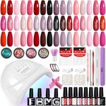 PHOENIXY Gel Nail Polish Kit 40 Pcs Gel Nail Polish with 48W Nail Lamp Base Top Matte Glitter Coat Gel Nail Kit Gifts for Women