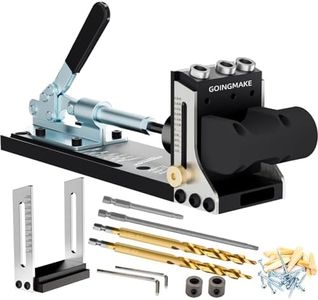 GOINGMAKE All Metal Pocket Hole Jig Kit with Quick Clamp and Dust Collection Easy Use 3 Holes Pocket Hole Screw Jig System 3/8 Inch Accurate Adjustable Drill Guide with Accessories Woodworking Tool