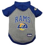 NFL LOS ANGELES RAMS HOODIE for DOGS & CATS. | NFL FOOTBALL licensed DOG HOODY Tee Shirt, Medium | Sports HOODY T-Shirt for Pets | Licensed Sporty Dog Shirt.