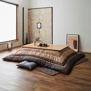 Ikehiko #5100160 Kotatsu Futon Rectangular Quilt Set, Yukari, Approx. 80.7 x 124.4 inches (205 x 315 cm), Brown Shijira, Large, Japanese