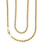 Alexander Castle 18" Solid 9ct Gold Chain Rope Chain Necklace - 3mm - Yellow Gold Necklace for Women with Jewellery Gift Box