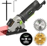 GALAX PRO Mini Circular Saw, 480W 3500 RPM Maximum Cutting Depth of 28.5mm, Three Pieces of 85mm Saw Blades, Equipped with Laser Guide Rails, Suitable for Wood, PVC and Other Materials