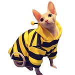 Bonaweite Sphynx Cat Clothes Honeybee Hairless Cat Sweaters Warm Kitten Pullover Sweater, Soft Breathable Hairless Cats Stripe Shirts Pet Cat Sweaters for Cats Only Cat's Pajamas Jumpsuit Apparels