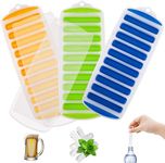 3 Pieces Ice Cube Tray, Bottle Ice Stick Trays Bottom Silicone Easy Release Reusable Ice Cube with No-Spill Removable Lid Ideal for Sports Drinks and Water Bottles Whiskey Cocktail