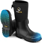 Kalkal Steel Toe Rubber Boots for Men - Waterproof Anti Slip Work Boots 6mm Neoprene Rain Boot Durable Hunting Boots with Steel Shank for Farming Gardening Construction Outdoor Work Black Size 13