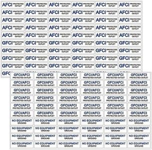 120 Pcs GFCI AFCI Protected Outlet Transparent Decals Stickers Receptacle Plates No Equipment Ground Clear Labels Remarkings Symbols Protect with GFCI Devices