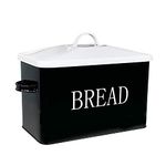 SOTECH Metal Bread Box for Kitchen Countertop black Bread Box With White Lid for Homemade Bread Farmhouse Style Bread Bin-Kitchen Food Bread Storage Container