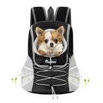 Pawaboo Pet Dog Carrier Backpack, Puppy Dog Travel Front Carrier for Small Medium Dogs Cats, Adjustable Breathable Dog Carrying Backpack with Safety Strips for Hiking, Walking (Black M Up to 10 lbs)