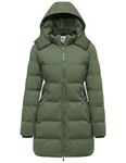 WenVen Women's Winter Warm Long Parka Coat Thicken Outwear Puffer with Hood (Army green,XL)