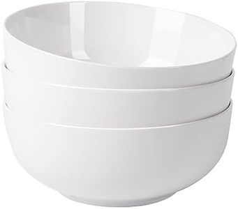 GAOMON 8" Porcelain Soup Bowl，Set of 3 Ceramic Soup Bowls, Salad Bowl for Pasta and Fruit Stackable Round Large（White）