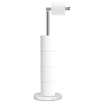 Topsky Toilet Paper Holder, Free Standing Foldable Extra Toilet Paper Stand, Stainless Steel Rustproof Tissue Roll Dispenser, Resin Marble Effect Base Paper Storage for Bathroom (Silver)