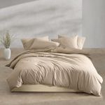 Calvin Klein - Queen Comforter Set, Washed Cotton Percale Bedding, Luxuriously Soft Home Decor (Washed Percale Camel Brown, Queen)