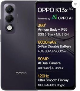 OPPO K13x 5G 6000mAh and 45W SUPERVOOC Charger & AI (Midnight Violet, 128 GB) (6 GB RAM)