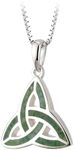 Biddy Murphy 925 Sterling Silver Celtic Trinity Knot Pendant & Connemara Marble Inlay, Traditional Irish Women's Jewelry Handcrafted by Ireland's Finest Artisan Jewelers, 18" Inch Chain