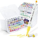 Ohuhu Alcohol Based Markers Set: 96-pack Double Tipped Art Markers - Chisel & Fine Color Sketch Markers for Artists Adult Coloring Drawing Illustration - 2 x Colorless Blender & 2 x Marker Case
