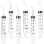 Benvo 6 Pack Disposable Dental Syringe 12ml with Curved Tip Dental Irrigation Syringe for Mouthwash Oral Care, Tonsil Stones Squirt Liquid Injection, Oil, Glue, Lab Pet Feeding(With Clear Measurement)