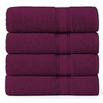 Bath Sheets - 100% Cotton Extra Large Bath Towels, 4 Piece Bath Sheet Set, Zero Twist, Quick Dry, Super Soft Shower Towels, Highly Absorbent Bathroom Towels, Hotel Spa Quality - Burgundy