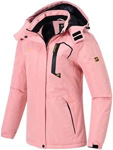 Pdbokew Women's Skiing Snowboarding Jackets Fleece Hood Mountain Snow Coat, Pink, Large