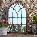 Creekwood 43169 Toscana Indoor/Outdoor Lightweight Arched Window Wall Mirror, Brushed Copper, W50cm x H76cm