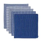 DII 100% Cotton, Ultra Absorbent, Everyday Kitchen Basic, Fun and Cute Color Dish Cloth 12 x 12, Combo Gift Set of 5- Blue