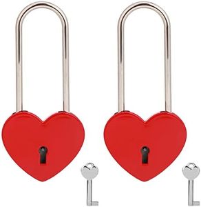 VeYocilk 2 PCS Love Lock Heart Padlock,Red Heart Wish Lock with Key for Lovers Wedding,VValentine's Day,Anniversary,Travel(with Key)