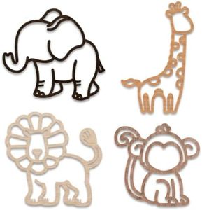 4 PCS Nursery Wall Decor Safari Animal Wooden Wall Art Sets for Kids Room
