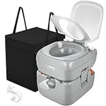YITAHOME Portable Toilet Camping Porta Potty 5.8 Gallon with Carry Bag and Hand Sprayer, Leak-Proof Indoor Outdoor Toilet with Level Indicator, Handle Pump, for RV Travel, Boat and Trips