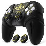 PlayVital Runes Edition Silicone Cover Skin for ps5 Controller with Thumb Grips & Touchpad Skin & D-pad Area Sticker, Anti-slip Controller Grip Cover Compatible with ps5 Charging Dock- Black