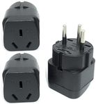 Australian/New Zealand to Israel Travel Plug Adaptor, 3-pin AUS/China/New Zealand Plug Convert to 3-pin Israeli Socket with Safety Shutter (3 Pieces, Black)