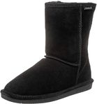 Bearpaw Women's Emma Short Snow Boot, Black Suede, 8.5