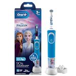 Oral B Kids Frozen Rechargeable Rotating Electric Toothbrush, 2 Brushing Modes (Daily & Sensitive), 2 Min Timer with Quadpacer, 2 Year Warranty by Oral-B, IPX7 Water Resistant, Round Brush Head