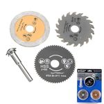 Sunkizzrs® Mini HSS Circular Saw Blades Rotating Tool/Steel Saw Disc Wheel Cutting Blades/Rotary Drill Saw Blades/Metal Circular Saw Set for Rotary Tools (3 pcs Saw Blade + 1 pcs Shank Mandrel)