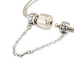 Clasp Safety Chain Charm 925 Sterling Silver Clip Stopper Charm for Women Charm Bracelet (Heart)